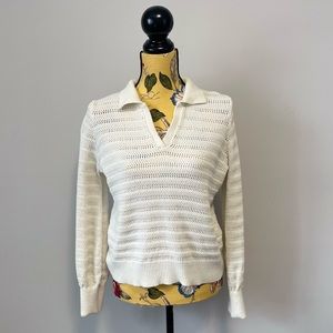 Rachel Zoe Cream Knit Pullover Long Sleeves Sweater Small